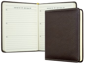 3 Jahreskalender (vergleichend) PREMIUM LEDER SOFT GRAIN dunkelbraun (genarbt)